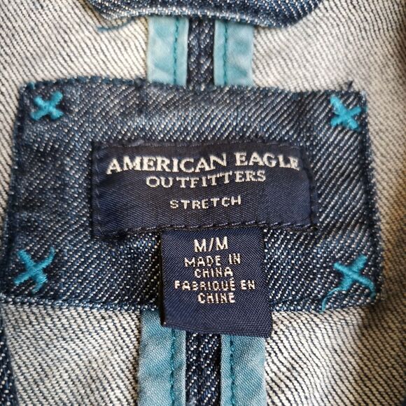 American Eagle Outfitters Stretch Size Medium Blue Jean Jacket - Picture 4 of 12